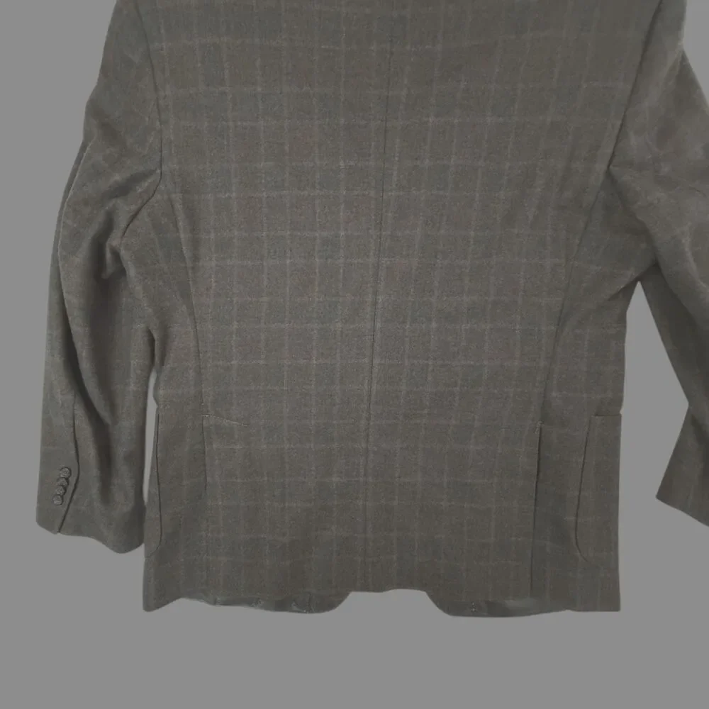 Jos A Bank Reserve Traditional Fit Blazer Jacket 46R Plaid E Thomas Cashmere